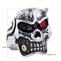 Gothic punk skull ring with red rhinestone eyes and gold studs in silver finish - US 7 / Steel