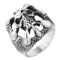 Anillo punk gótico para hombre en acero inoxidable plata vintage con diseño de calavera - US 7 / Color Acero