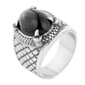 Anillo de garra de dragón en acero inoxidable con piedra de ónice negro para hombre - US 7 / Color Acero con Strass Negro