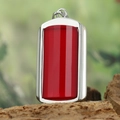 Collana minimalista in acciaio al titanio argento con ciondolo rettangolare in resina rossa - Ciondolo Rosso Solo (Senza Catena) (HFD9000)