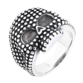 Anello teschio argento vintage in stile punk gotico con trama a perline da uomo - US 7 / Color Acciaio