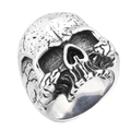 Gothic schedel ring gemaakt van gepolijst staal met gedetailleerd anatomisch ontwerp - US 7 / Staalkleur