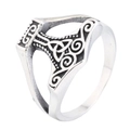 Vintage Thor's Hammer Mjolnir ring in silver stainless steel with Celtic knot engravings - US 7 / Steel