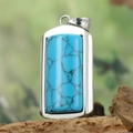 Minimalist hip hop titanium steel necklace with rectangular turquoise stone pendant - Turquoise Style Pendant Only (Without Chain) (HFD9000)