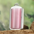 Minimalist silver hip-hop pendant with pink cat eye stone on a rustic wood base - Pink Pendant Only (Without Chain) (HFD9000)