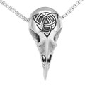 Collana con ciondolo teschio di corvo vichingo in acciaio inox e nodo celtico - Solo Ciondolo (Senza Catena)