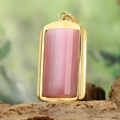 Rectangle pink opal pendant necklace in minimalist gold finish for men and women - Gold Frame Pink Pendant Only (Without Chain) (HFD9000)