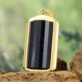 Hip hop style titanium steel pendant featuring faceted blue sandstone in gold frame - Gold Frame Black Pendant Only (Without Chain) (HFD9000)