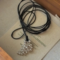 S925 sterling silver grape cluster pendant necklace with black cord on display - Grape Cluster Style (21TL34)