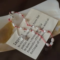 Minimalist S925 silver red rope bracelet with white pearls and a zircon charm - 925 Silver / Red Cord Pearl Style (12SL41)