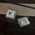 Minimalist square geometric silver stud earrings with diamond-cut surface and S925 silver finish - 925 Silver / Silver Quilted Square Style (EHI104)