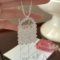 Collier en argent S925 avec pendentif mini sac en perles rouges et cristal - Blanc (26TL31)