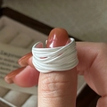 Minimalistischer S925 Sterlingsilber Ring mit Mehrschicht-Design und Matt-Finish - Einstellbar Offen / Silber