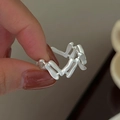 Anillo minimalista de plata de ley S925 con diseño geométrico mate e irregular - Abierto Ajustable / Plata Mate (JZX139)