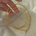S925 sterling silver gold beaded necklace with faceted laser-cut balls and extension chain - 925 Silver / Gold (18TL23)