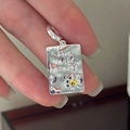 Handcrafted silver rectangular pendant with Live in the moment engraving and sun motif - Live In The Moment Lettered Plate (DZ174) / 925 Silver / Silver