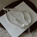 Collana minimalista in argento S925 con trama stropicciata vintage e chiusura a moschettone - Argento 925 / Stile Texture Pieghettata (XL317)