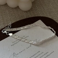 S925 Sterling Silber Armband mit Retro-Faltenstruktur und verstellbarem Karabinerverschluss - 925er Silber / Silberner Faltenstil (SL409)