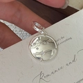 Polished S925 sterling silver zodiac pig pendant with sparkling zircon stones - 925 Silver / Silver Zodiac Pig Embossed Pendant (DZ204)