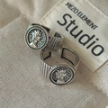 Set of two S925 sterling silver vintage portrait rings with textured adjustable bands - Adjustable Open / Vintage Portrait Embossed Style (JZG134)