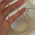 Minimalistisches S925 Silberperlenarmband mit geometrisch gelaserten Metallperlen - 925er Silber / Gold