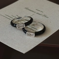 Minimalistische S925 Sterlingsilber Ringe mit schwarzer Emaille und rechteckigem Zirkon - Einstellbar Offen / Schwarz & Silber Set (JZB187)