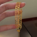 Elegant gold S925 sterling silver woven beaded mesh bracelet for women on wrist - 925 Silver / Gold