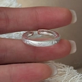 Minimalist S925 sterling silver open ring with brushed texture and embossed design - Adjustable Open / Narrow Version (JZH155)