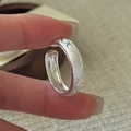 Adjustable S925 sterling silver ring with frosted finish and embossed heart patterns - Adjustable Open / Wide Version (JZH156)