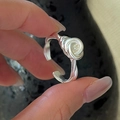 Minimalistischer S925 Sterlingsilber Ring mit offenem Vintage-Spiralrosen-Design - Einstellbar Offen / Spiral Rosenknoten Stil (JZH154)