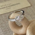 Anello a nodo minimalista in argento sterling S925 con design aperto lucido a specchio - Aperto Regolabile / Stile a Nodo (JZF146)