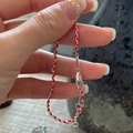 Bracciale minimalista in argento sterling S925 con cordoncino rosso e chiusura a moschettone - Argento 925 / Rosso (1SL68-SG)