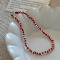 Minimalist S925 silver beaded red braided rope bracelet with lobster clasp for women - 925 Silver / Red (1SL70-SG)