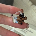 Anillo abierto minimalista de plata S925 con racimo de cuentas marrones y negras vintage - Abierto Ajustable / Estilo de Cuentas en Racimo (1JZ61-SG)