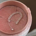 Adjustable S925 sterling silver beaded chain ring in a pink velvet jewelry box - Adjustable Open / Narrow Version (14JZ23) / Silver