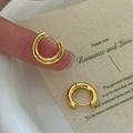 Minimalistische S925 sterling zilveren oorringen met gepolijste gouden afwerking - 925 zilver / Goud (EHK093)