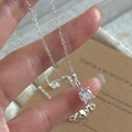Collar minimalista de plata de ley S925 con colgante de circonita cuadrada para mujer - Colgante de Circonia Redondo (XLV198) / Plata 925