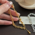 Bracciale di perline in argento sterling S925 con ciondolo a germoglio oro e argento - Oro