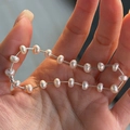 Pulsera minimalista de plata S925 y perlas con cuentas de tubo metálico para mujer - Estilo de Gota de Agua con Abalorios (1SL80-SG) / Plata 925