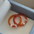 Elegant set of two S925 sterling silver rings featuring translucent red agate stones - 14# / Red Agate Spiral Bead Style (JZH142)