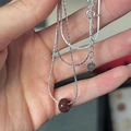 Minimalist S925 sterling silver necklace with dark red bead and heart tag pendant - Single Layer Red Bead Style (1TL86-SG) / 925 Silver