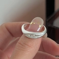 S925 sterling silver ring with unique matte texture and concentric water ripple pattern - Adjustable Open / Silver Textured Style (JZX142)