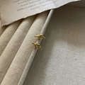 Minimalist S925 sterling silver gold knot stud earrings on a textured background - Knot Stud Earrings / 4ES53 Gold