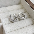 Orecchini a cerchio huggie in argento sterling S925 con design spesso e lucido a specchio - Argento 925 / Argento