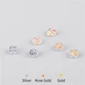 S925 sterling silver butterfly ear nuts with clear silicone coating in gold and rose gold - Silicone Type / Silicone Gold Style (30ES31)