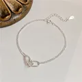 Bracciale a doppio strato minimalista in argento sterling S925 con maglie a forma di U - Argento