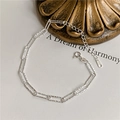 Sparkling S925 sterling silver paperclip chain bracelet with hammered texture and extension - 16+4.5cm / Hammered Rectangle Link Chain / Silver