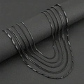 Men's matte black stainless steel 6-piece chain necklace set on minimalist display - Black