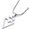 Minimalist stainless steel necklace featuring overlapping geometric triangles on a snake chain - Silver
