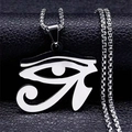 Retro roestvrijstalen Oog van Horus hanger ketting voor heren met zilveren box-ketting stijl - Zilver